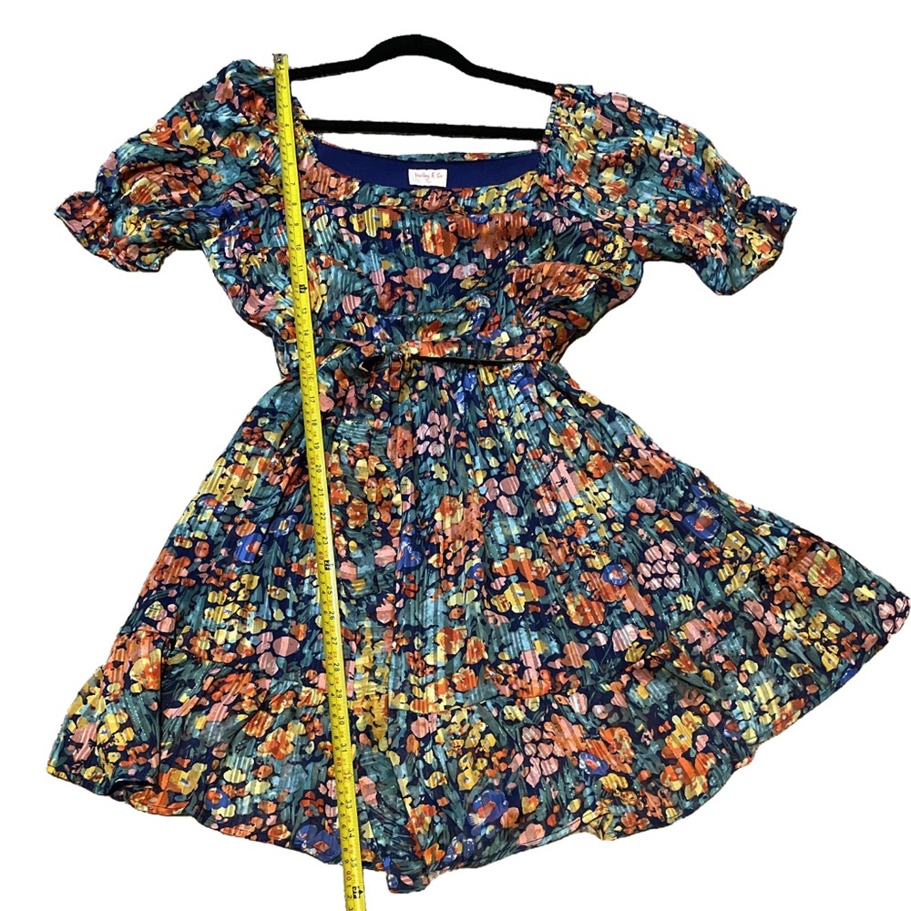 Hailey & Co Cottage Core Feminine Spring Secret Floral Blue Mini Dress Woman’s L - Picture 6 of 9